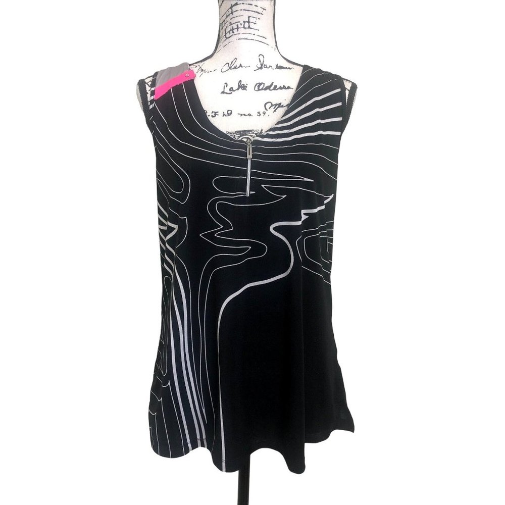 Jamie Sadock Women's Sleeveless Top Racerback Sheer Golf Black White XL